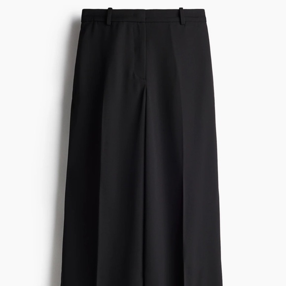 H&M Wide Leg Twill Dress Pants Ankle Black Size 8 Pre-Loved - Picture 1 of 5